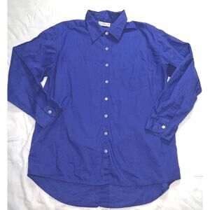 Natural Life Shirt Women Size XS/S Cobalt Blue Long Sleeve Button Up 100% Cotton